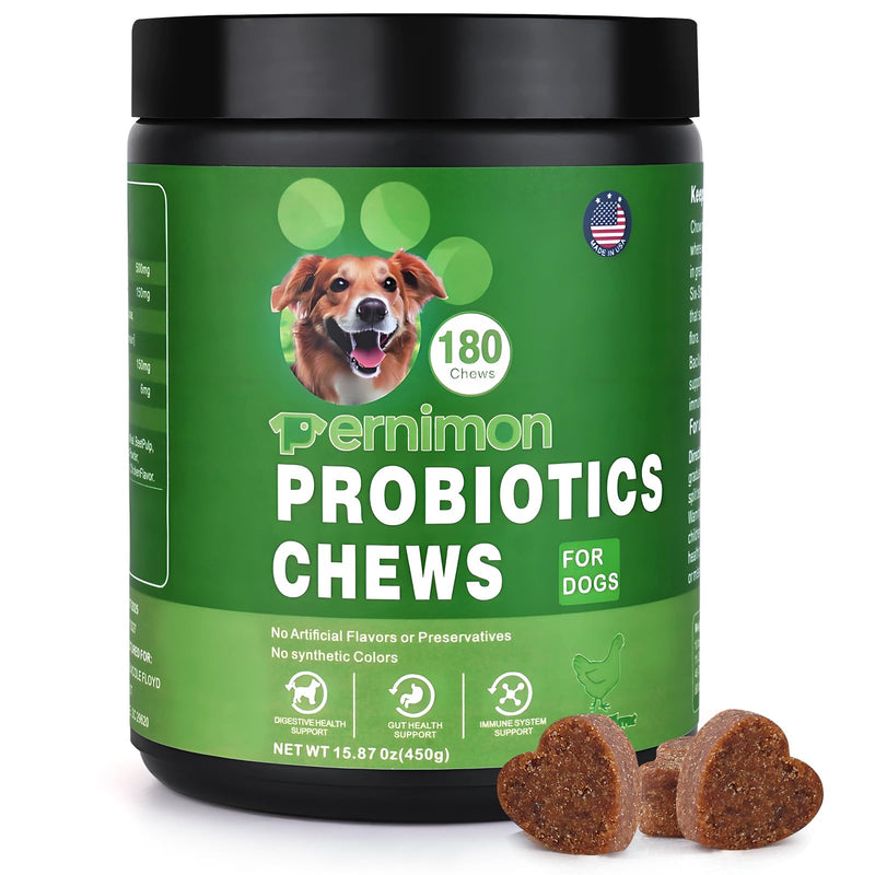 Probiotics for Dogs, 180 Count Dog Probiotics for Gut Health, Support Gut & Digestive Health, Allergy Itch Relief, Reduce Diarrhea, Loose Stools, Strengthen Immunity Health- Chicken Flavor