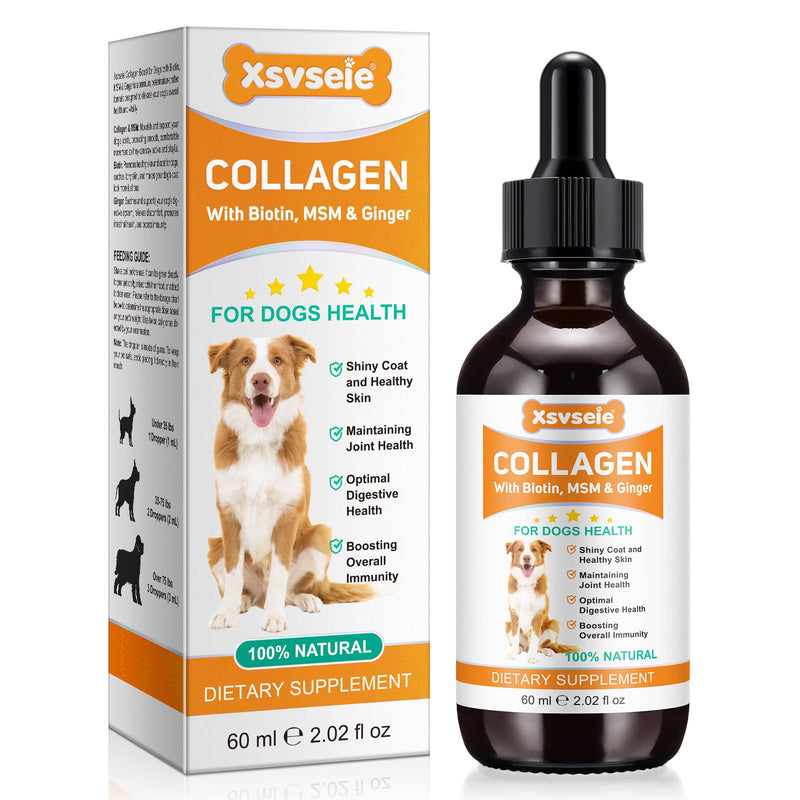 Collagen For Dogs, Liquid Collagen For Dogs, Helps With Shiny Coat And Skin Health & Joint Health & Digestive Health & Overall Immunity, Liquid Joint Care For Dog - Bacon Flavor 60ml