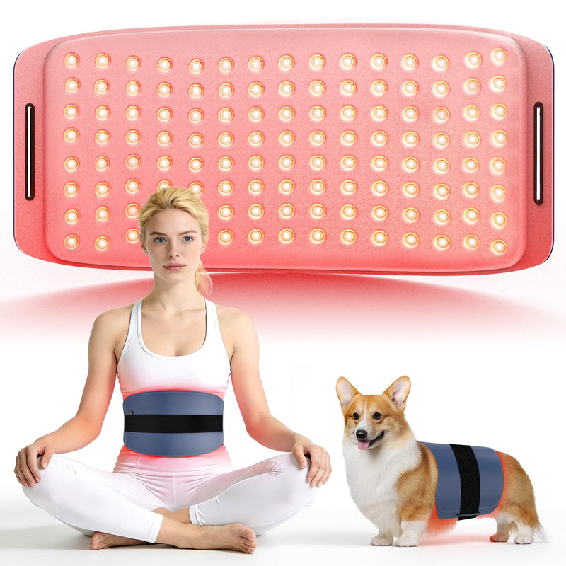 Red Light Therapy Belt for Dogs & Pets, 660nm 850nm Near Infrared Light Therapy Wrap for Back, Hip & Joint Pain, Skin-friendly Dog Recovery Belt for Arthriti & Muscle Pain,Rechargeable Pet Care Device Blue