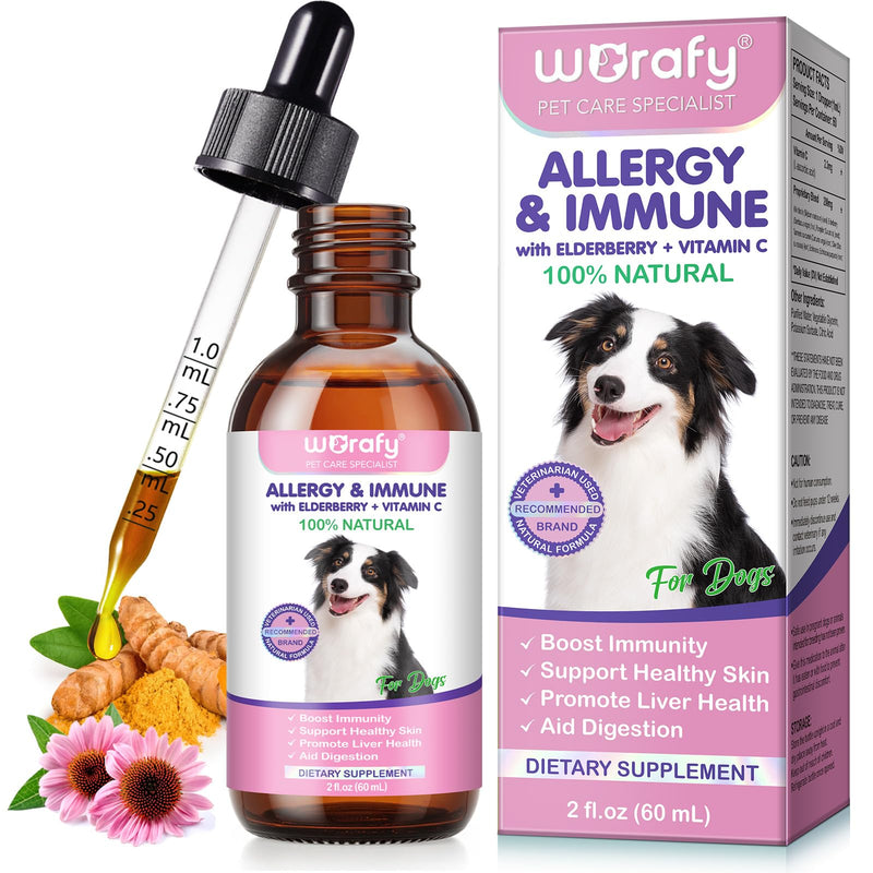 Dog Allergy Relief (2 fl.oz), Allergy Relief Aid for Dogs, Immune Support Supplement, Dog Itchy Skin Relief, Itchy Skin Treatment for Allergies, Natural Pet Supplement