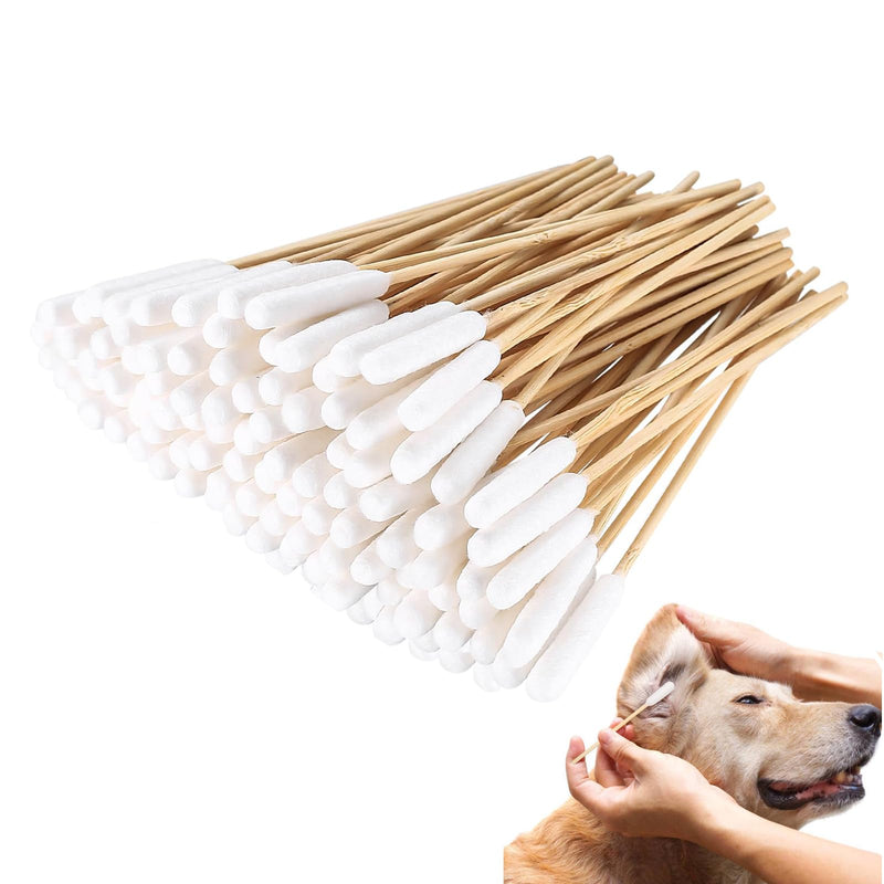 Pet Dog Ear Cleaner Cotton Buds,200 pcs Animal Ear Cleaner Big Cotton Swab Sticks Cotton Buds,Large Cotton Buds Animal Ear Cleaning Cotton Swab Sticks Remover Itchy for Pet Ear Wax Removal