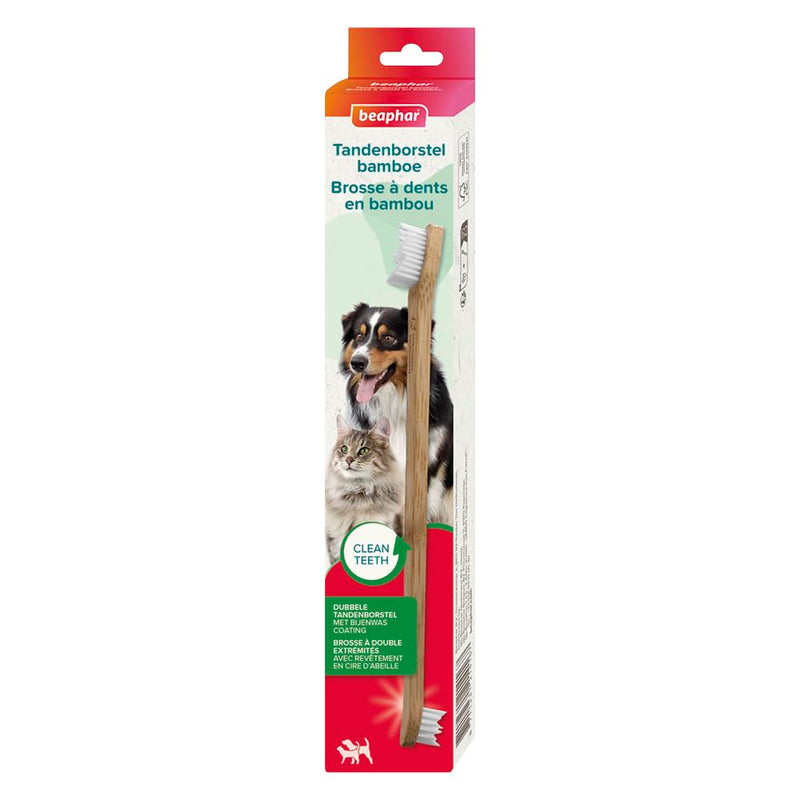 Beaphar Toothbrush Bamboo 1 piece - Double sided brush for dogs and cats