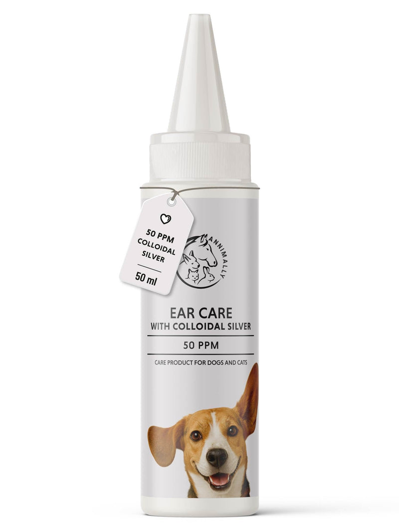 Annimally Ear Drops for Dogs & Cats with Colloidal Silver 50 ppm 50 ml - Gentle Ear Cleaning, Alcohol-Free Formula for Daily Use, Made in Germany