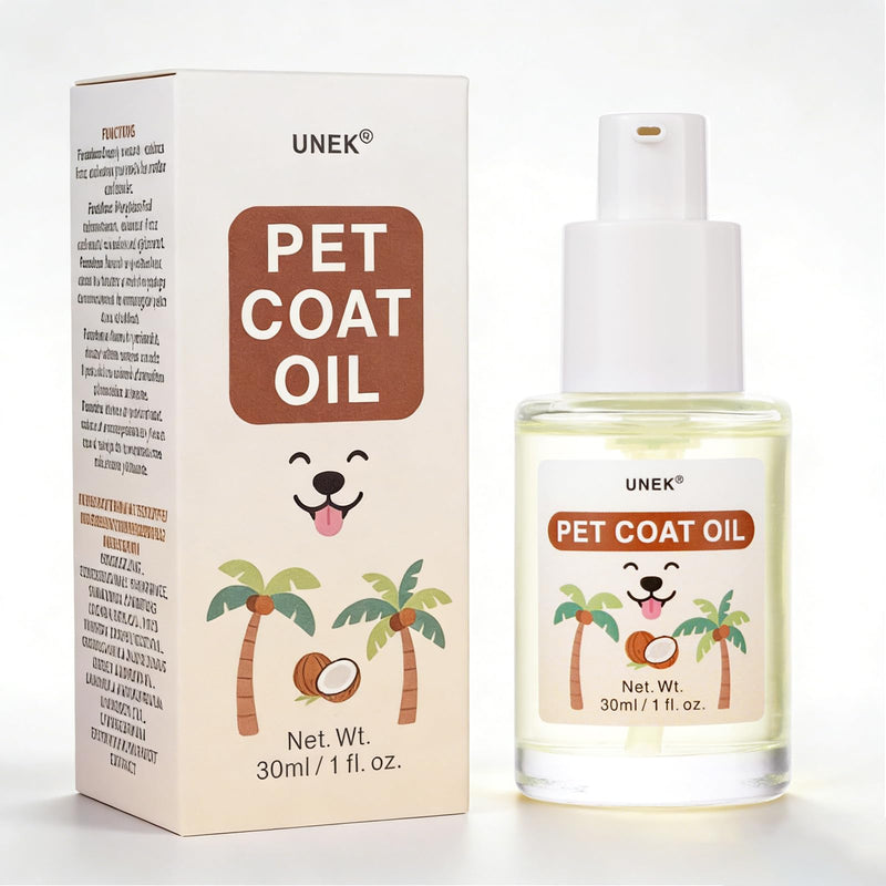 UNEK Pet Fur & Coat Oil 30ml, Leave-In Dog & Cat Conditioner, Coconut Scent, Anti-Tangle & Nourishing, Pet Grooming Product for Sensitive Skin & All Coat Types