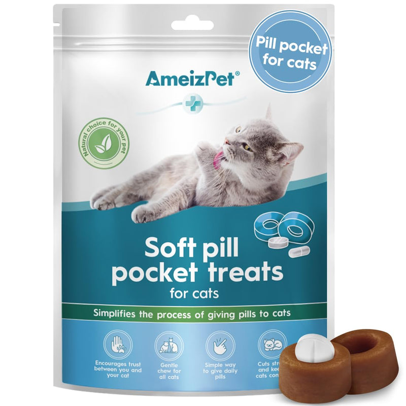 AmeizPet Pill Pockets For Cats, Soft Cat Pill Treats to Hide Tablets, Easy Pill Putty for Cats, Stress-Free Alternative to Cat Pill Popper, 1.76 oz (50g)