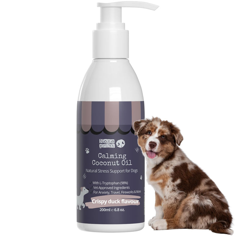 Duck Calming Coconut Oil for Dogs & Cats – 200ml Anxiety Relief Supplement with Chamomile, Valerian & Ashwagandha – Natural Stress Soothing Formula – Fast-Acting & Long-Term Calmer