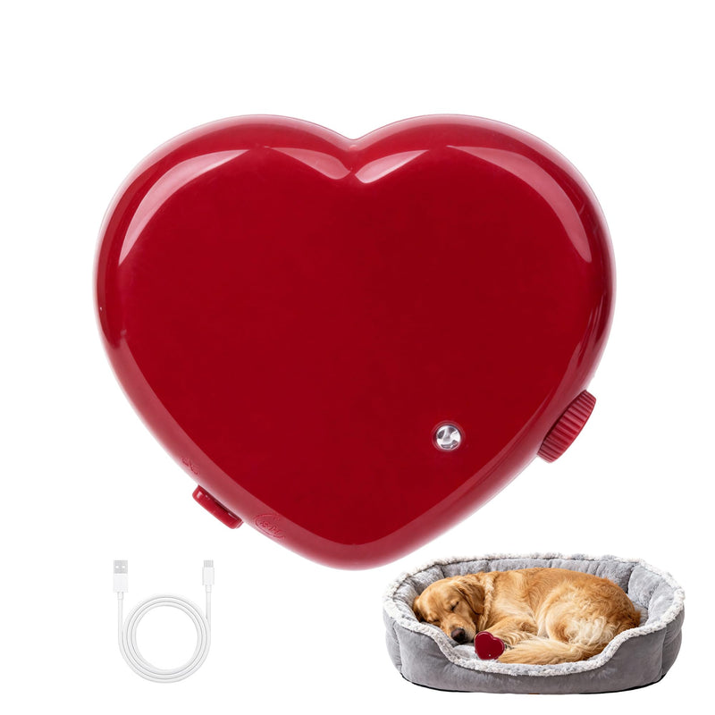 Pet Prime Heartbeat Simulator for Heartbeat Toy - Red Heart Design, Separation Anxiety Relief, 45+ Hour Battery, Timer & Speed Adjustable Adjustable Heartbeat Simulator