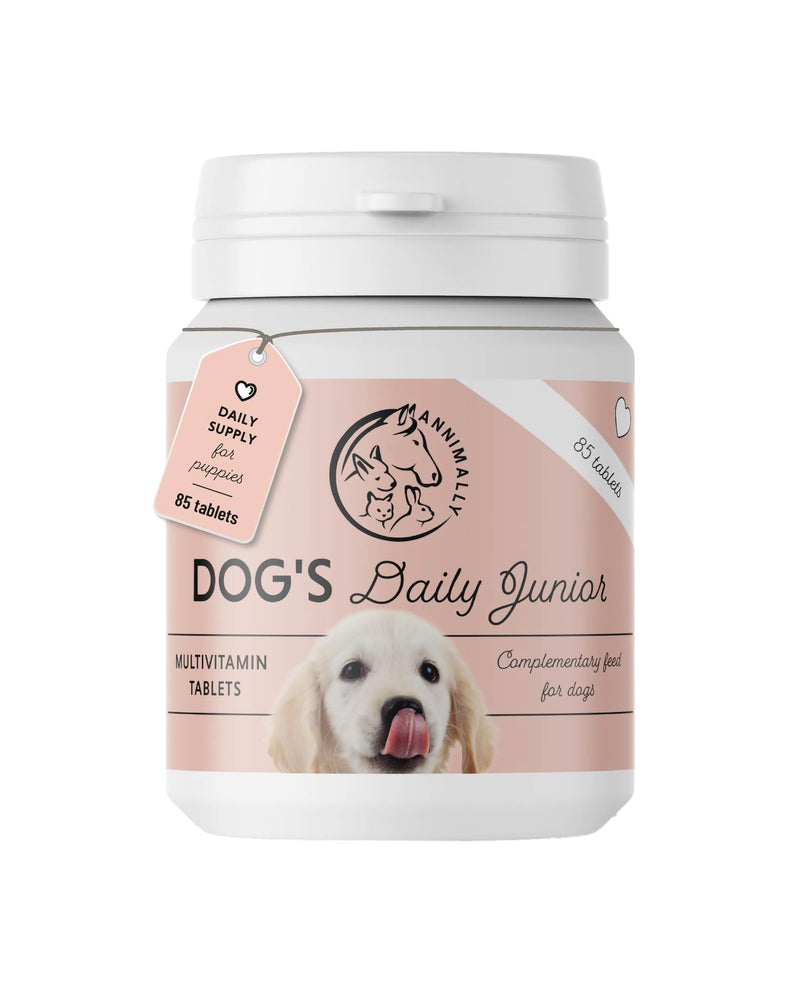 Annimally Dog’s Daily Junior Multivitamin Tablets for Puppies 85 pcs. | For puppies, with B vitamins, zinc & minerals, natural ingredients, ideal for the daily feeding routine, made in Germany