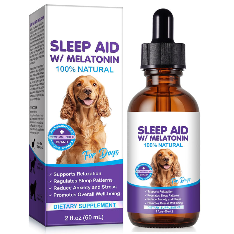 Melatonin Drops for Dogs, Sleep Aid Drops for Dogs Supports Dog Sleep, Dog Anxiety Relief - Pet Supplies Liquid Vitamins for Dogs, Bacon Flavour - 2 Fl Oz / 60mlg, Bacon Flavour - 60 ml/2 fl oz