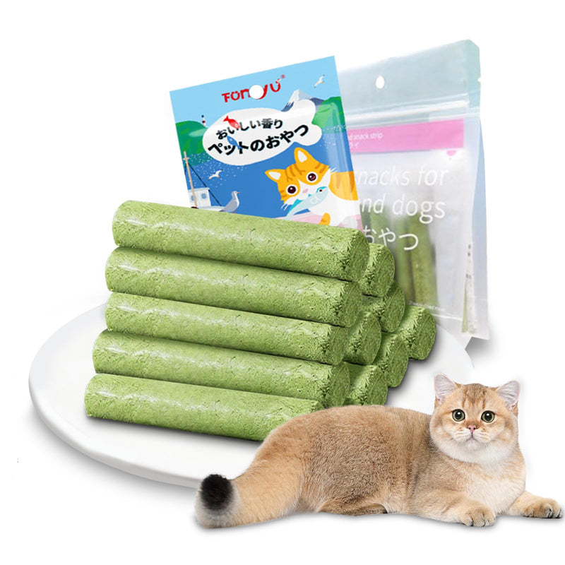 Cat Grass Teething Stick Grass for Indoor Cats, Dental Treats Cat Chew Sticks Cats Teeth Cleaning Treats Natural Grass Catnip Stick Catnip Teething Toy Dental Sticks for Hairball Removal (12 Pcs) 12 Pcs