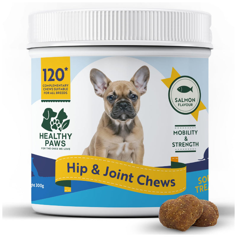 Healthy Paws Joint & Hip Treats for Dogs – Glucosamine, MSM, Chondroitin, Curcuma, Green-Lipped Mussels & Vitamin E – Supports Mobility, Flexibility, Strength & Stiffness Relief