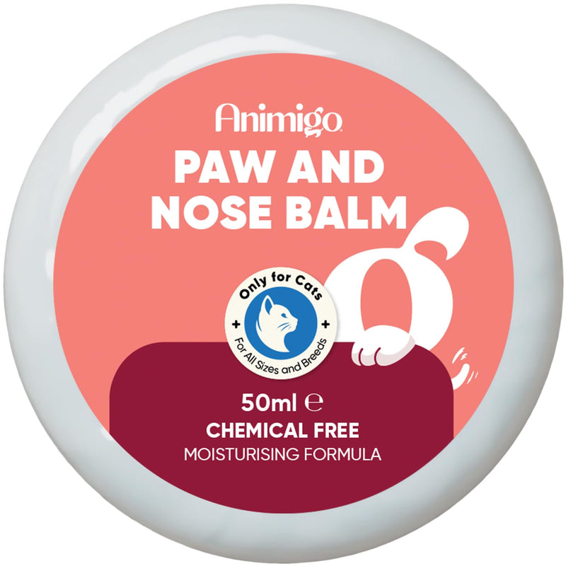 animigo Cat Paw & Nose Balm - 50ml - Snout Soother & Moisturiser - For Cracked Paws & Dry Noses - Cat Paw Balm with Almond, Extra Virgin Olive & Coconut Oil - Free from Parabens - Natural Paw Cleaner