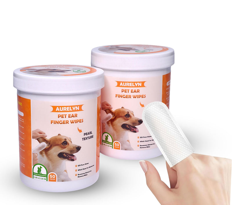 Dog Ear Cleaner – 100 Dog Ear Wipes Gently Remove Wax & Dirt | Ear Cleaner for Dogs UK | Ear Wipes for Dogs Biodegradable Cat Ear Cleaner Wipes Pack OF 2