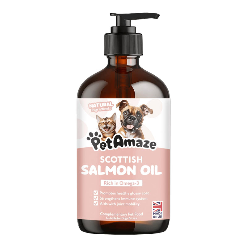 Scottish Salmon Oil for Dogs & Cats, 100% Natural Omega 3, 6, 9 Supplement, Itchy Skin & Coat Support, Joint Care, Heart & Immune Health & Cognitive Function, Made in UK - 500 ml