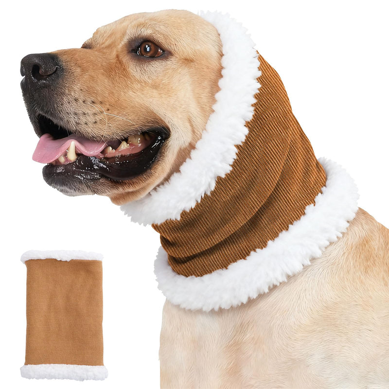 Mayoii Dog Snood With Thermal Liner, Adjustable Dog Ear Defender Muffs Noise Protection Comfortable Quiet, Happy Hoodie For Dogs Anxiety Relief, Dogs Grooming (Khaki, L) Khaki
