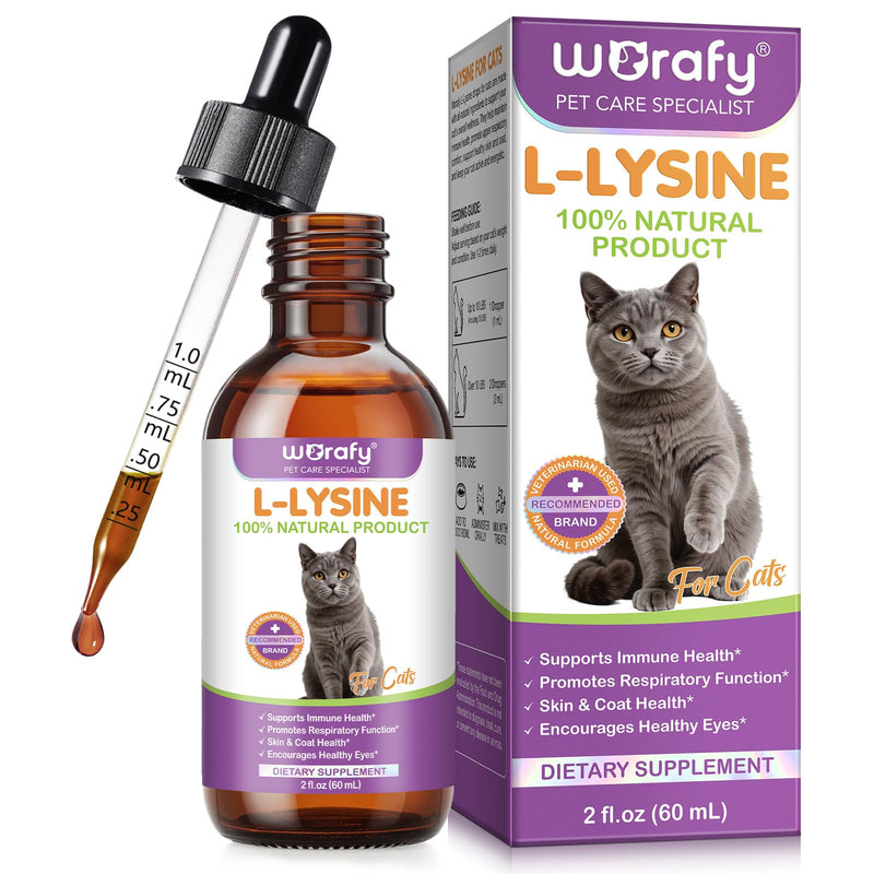 Cat L-Lysine Drops for Immune Support & Tear Stain Reduction | Advanced Liquid Formula with Colostrum & Taurine | Supports Respiratory Health & Bright Eyes | Tasty Roast Chicken Flavor, 60ml