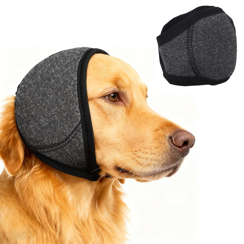 Adjustable Dog Ear Muffs for Noise Protection, Soft Polyester Hood Wrap for Bathing, Grooming, and Loud Events (Medium Size)