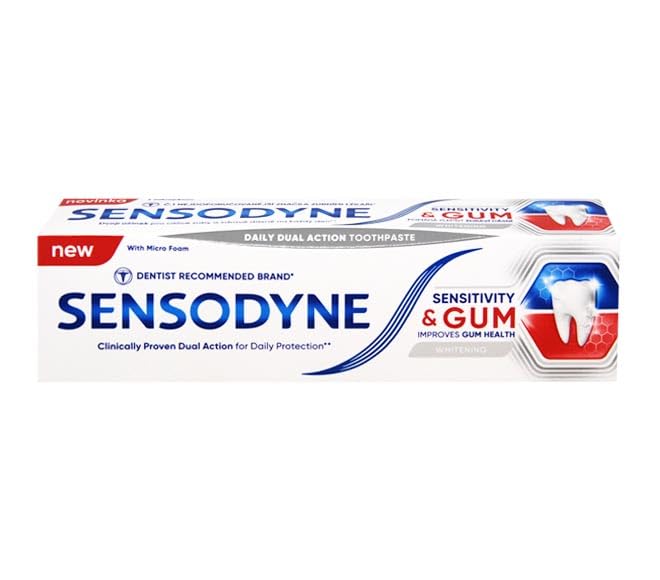 Sensodyne Sensitivity & Gum Whitening whitening Toothpaste for Tooth and Gum Protection Gently whitens Sensitive Teeth 75 ml Pack of 4