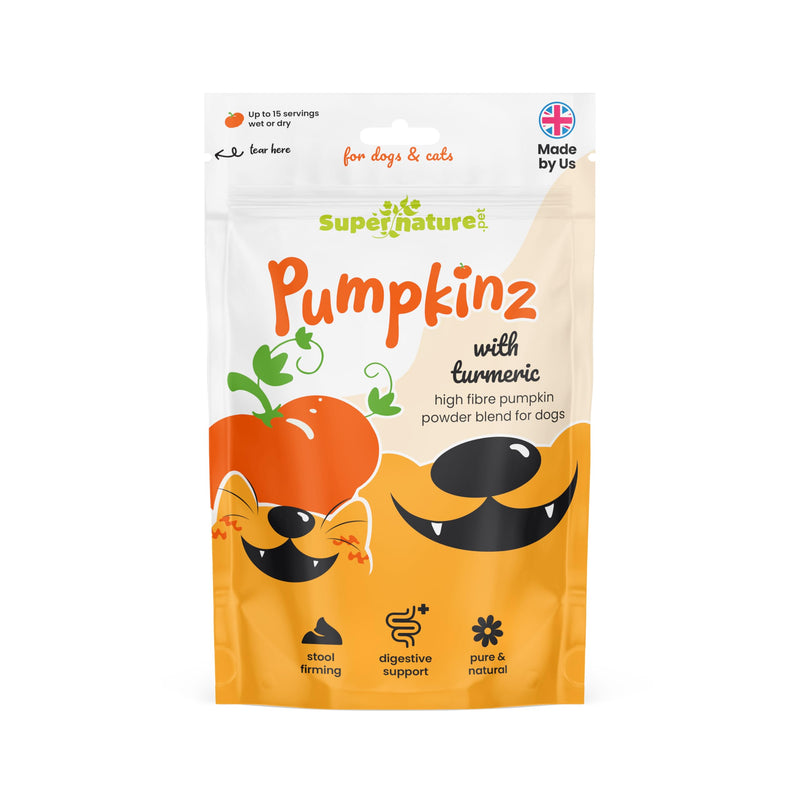 Supernature Pumpkinz Dried Pumpkin Powder with Turmeric for Dogs & Cats 100g | Natural Digestive Supplement, Stool Firming, High Fibre Dog Food Topper, Alternative to Canned Pumpkin