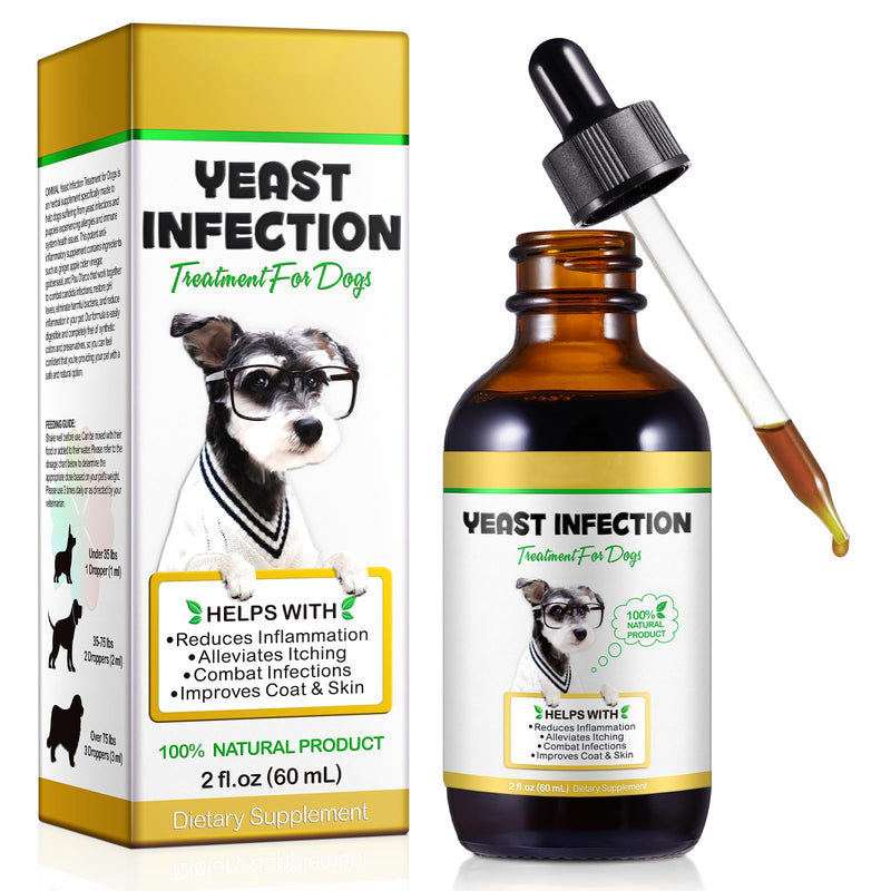 Yeast Infection Treatment for Dogs – Dog Ear & Skin Support,Itchy Skin & Allergy Relief Aid,Helps Soothe Paws, Ears, Eyes & Coat, Liquid Drops, Bacon Flavor