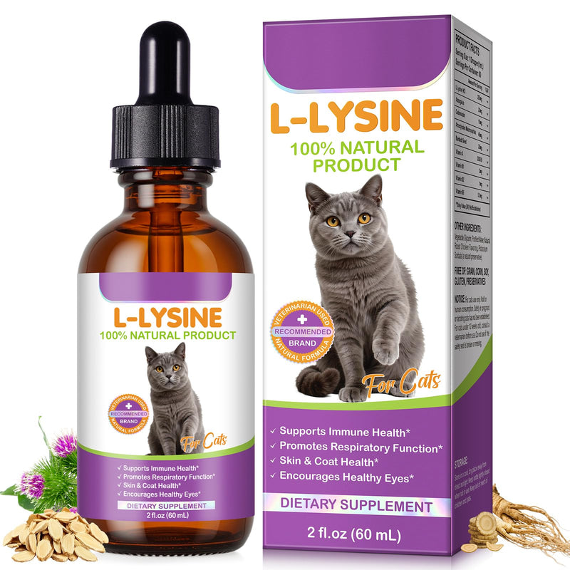 Lysine for Cats 60ml, L-Lysine for Cats Drops, Chicken Flavour