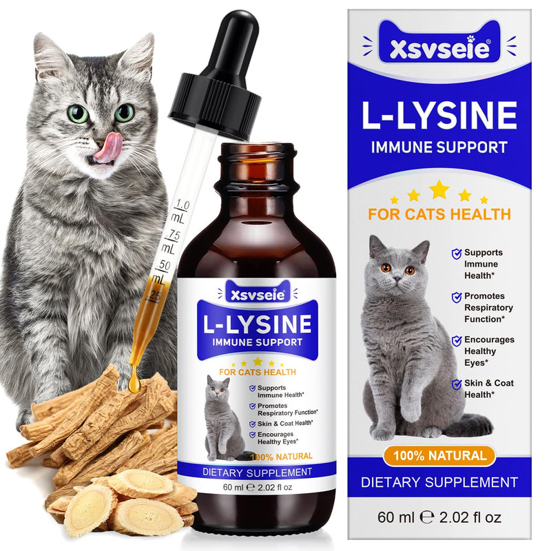 L-lysine for Cats, Cat l-lysine Drop, Lysine for cats, Cat Immune Support drops, lysine Drops for Sneezing, Runny Nose, Eye Function 60ML - Roast Chicken Flavor