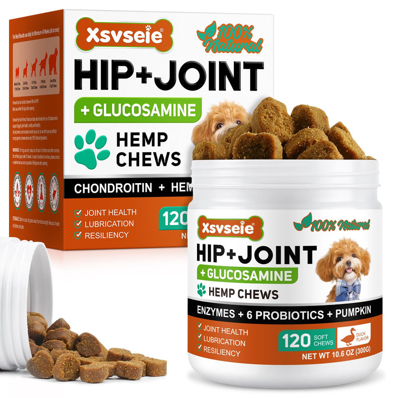 Joint Supplements for Dogs - Hip & Joint Soft Chews with Glucosamine & Chondroitin - Support for Adult & Senior Dogs - 120 Tasty Treats