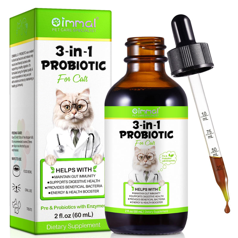 Probiotics for Cats - Cat Probiotic for Digestive & Gut Health, 3-IN-1 Liquid Probiotics Supplements Fast Acting for Constipation, Diarrhea and Gas with Prebiotic & Digestive Enzymes 60ml for cat