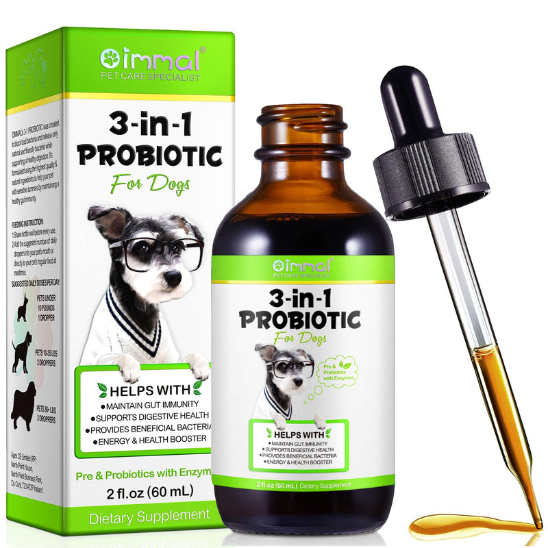 Probiotics for Dogs - Dog Probiotic for Digestive & Gut Health, 3-IN-1 Liquid Probiotics Supplements Fast Acting for Constipation, Diarrhea and Gas with Prebiotic & Digestive Enzymes 60ml for dog