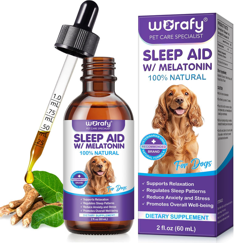 Melatonin for Dogs & Cats | Liquid Calming Drops for Anxiety & Stress Relief | Promotes Relaxation & Sleep | Helps with Noise, Fireworks & Separation Anxiety, 60ml