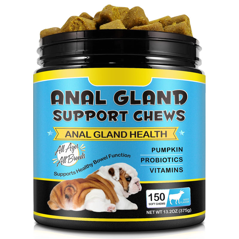 Supports Normal anal gland Function & Stool Consistency – 150Pcs High Fibre Digestive Support Supplement – Natural Prebiotics, Probiotics & Pumpkin – Dogs of All Breeds & Size