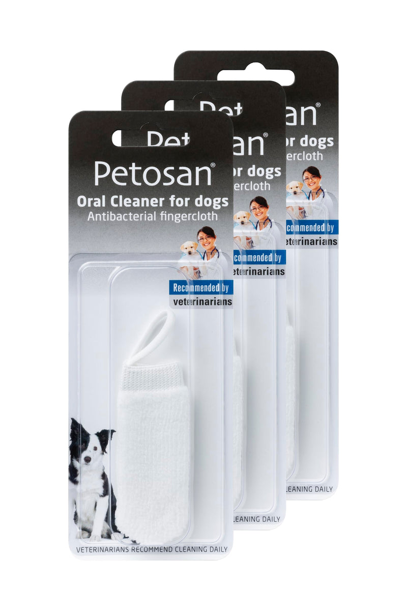 Petosan Microfiber Oral Cleaner Finger Cloth, 3-Pack - Gentle Pet Dental Care Tool for Dogs & Cats, Helps Prevent Plaque & Bacteria