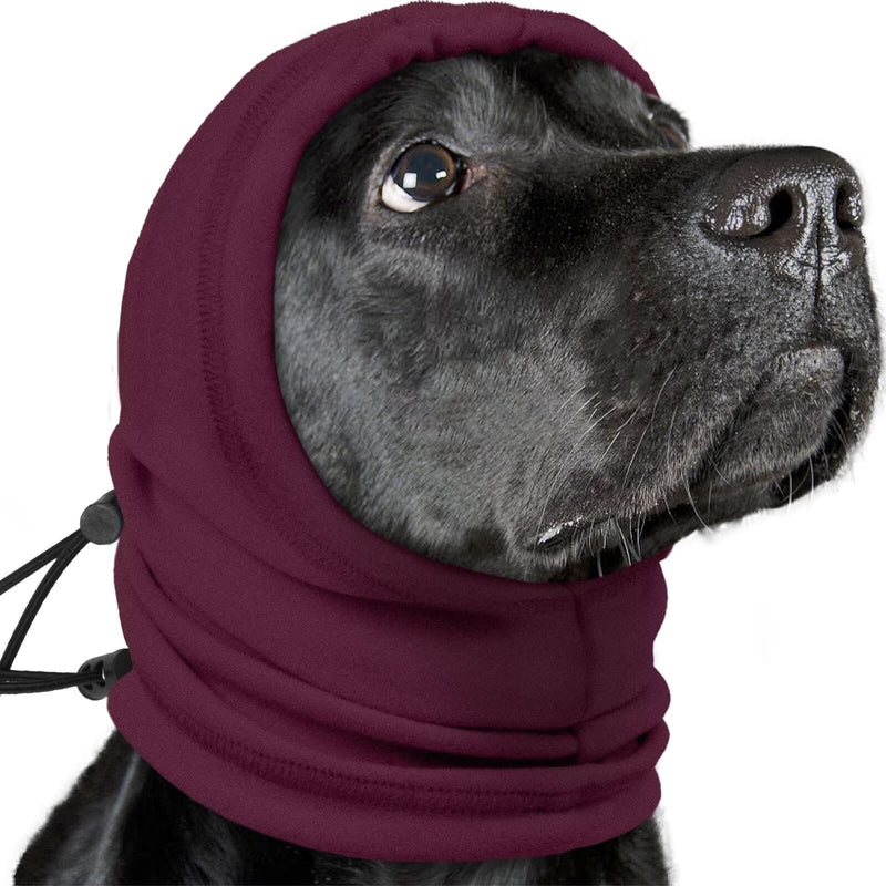 IECOii Calming Hoodie Dog Ear Cover Dull Red,L -Soft No Shake Dog Ear Wrap Hematoma, Adjustable Head Protection for Fireworks Grooming, Anxiety Relief, Thunderstorm, Bathing Noise Protection