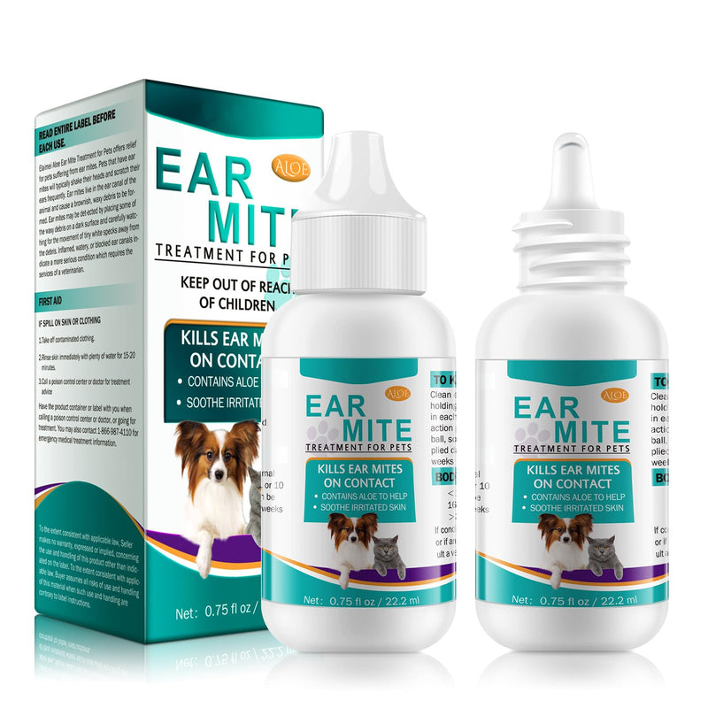 2Pack Ear Care for Dogs,Ear Mite Treatment for Dogs & Cats,Dog Ear Infection Treatment,Dog and Cat Ear Drops Soothes Itchy Ears,Dog and Cat Ear Drops Soothes Itchy Ears 44ML