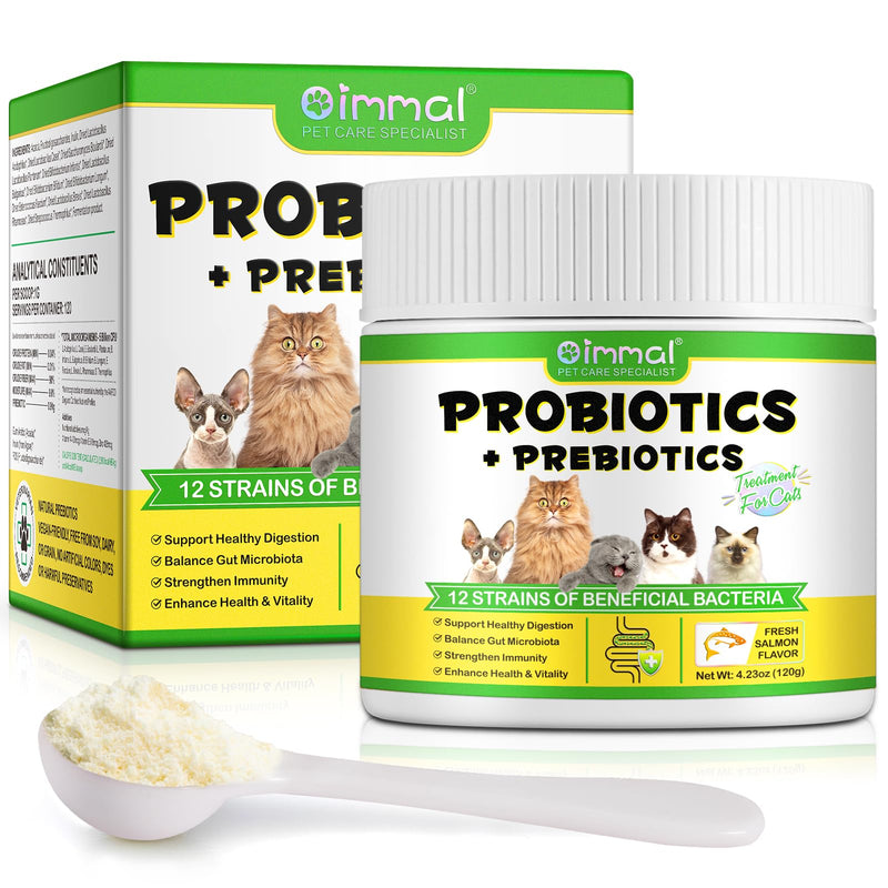 Probiotic Powder for Cats, Cat Pre and Probiotic Supplement for Gut Health, Digestive Support, All Ages and Breeds with Sensitive Digestion((1 Pot (120g))