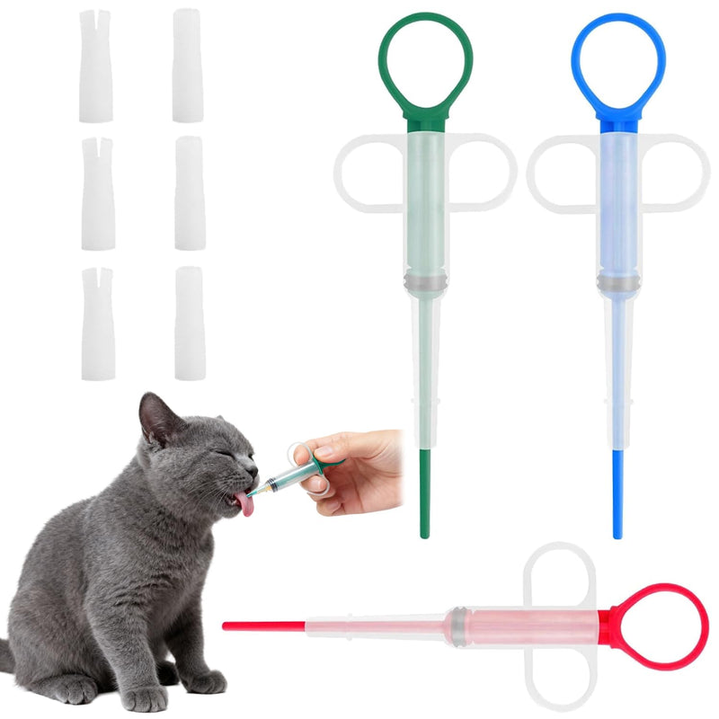 Pack of 3 Medication Feeder for Cats and Dogs, Stress-Free Pill Dispensers for Cats and Small Dogs, Pill Gun Assist Tool with Pusher for Tablets