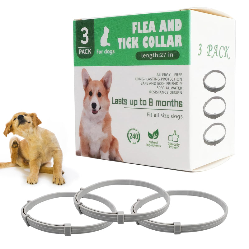 3 Pcs Calming Collar for Dogs, 70cm/27.56in Dog Calming Collar for Anxiety, Adjustable Anxiety Relief Collar, Dog Anxiety Relief for All Small Medium Dogs (Grey)