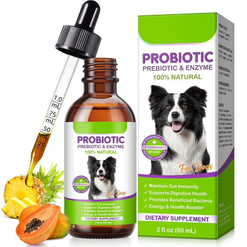 Dog Probiotics, Dog Probiotics Supplement, 3 in 1 Probiotic Drops for Dogs with Prebiotic and Enzymes, Help Digestive Support Gut Health, for All Dogs Ages