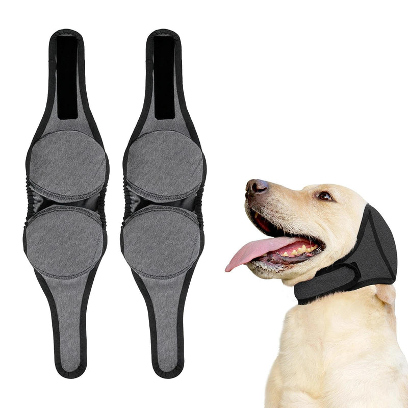 2Pcs Dog Ear Defenders Noise Cancelling Muffs, Snood for Firework Relief | Waterproof, for Swimming/Grooming/Bonfire Night Calming, Adjustable Pet Ears (Gray,M)
