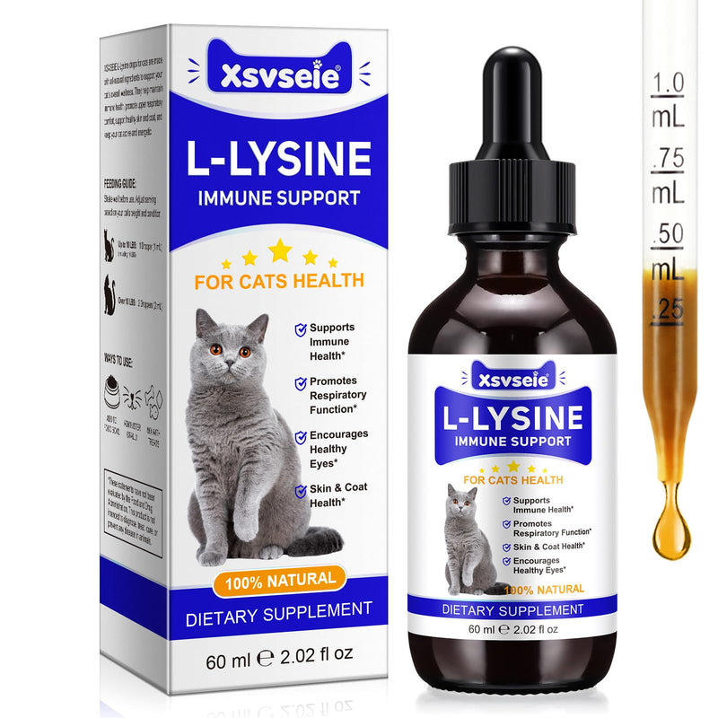 L-Lysine for Cats | 60ml Cat Supplements for Healthy Immune Defenses – Sneezing, Runny Nose, Watery Eye – Feline Respiratory & Vision, Skin & Coat Health – Astragalus, Burdock – Roast Chicken (1) 1