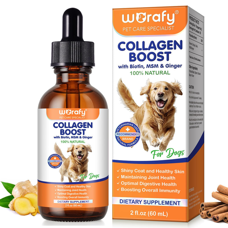 Liquid Collagen For Dogs 60ml, Collagen for Dogs,Collagen Boost for Dog with Biotin, MSM & Ginger, Enhance Immunity, Support for Dog Joints, Skin
