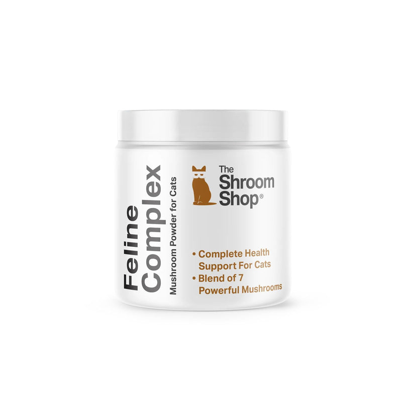 Feline Complex Mushroom Powder, 7 Mushroom Blend with Lion's Mane 100mg, Reishi 75mg, Maitake 75mg, for Cats, 500mg Daily Serving, 100 Servings