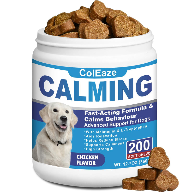 Calming Chews for Dogs Puppy Dog Calming Chews, Help Manage Stress and Promote Relaxation Sleep Aid Calm Dog from Noise, Thunder, Barking, Separation, Small Medium Large & All Breeds Chicken 200 Count