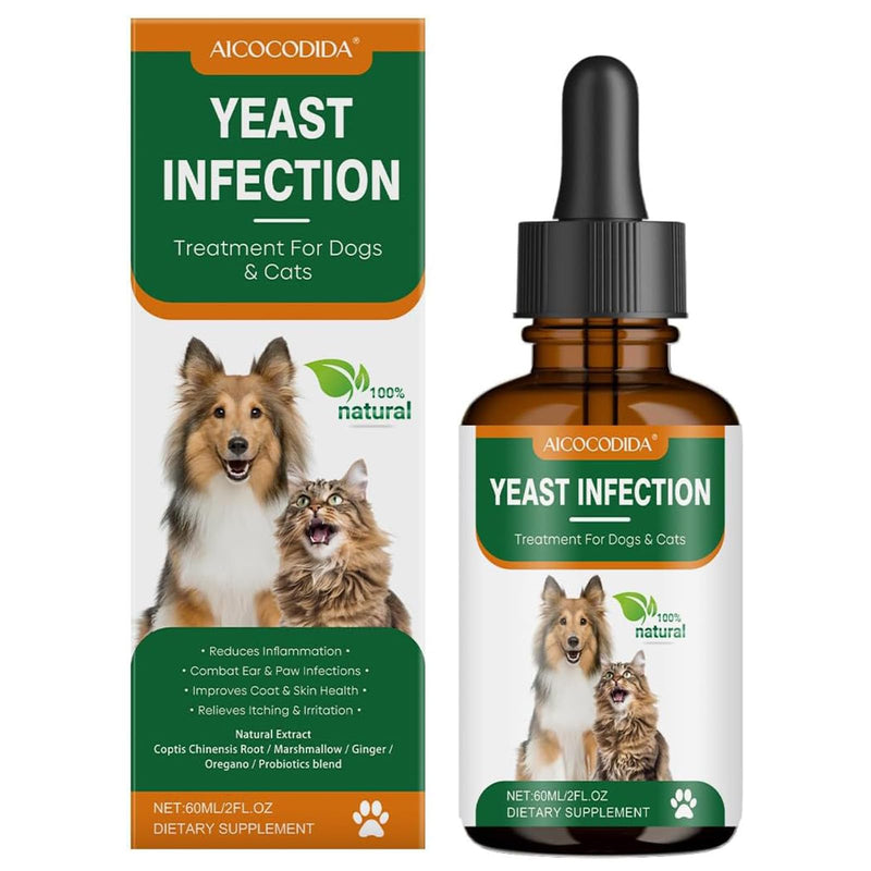 Yeast Infection Treatment for Dogs & Cats, Naturally Supports Itchy Skin & Ear Infections Treatment, Relieves Itching & Irritation, Reduces Ears & Paws Inflammation (1pcs) 1pcs
