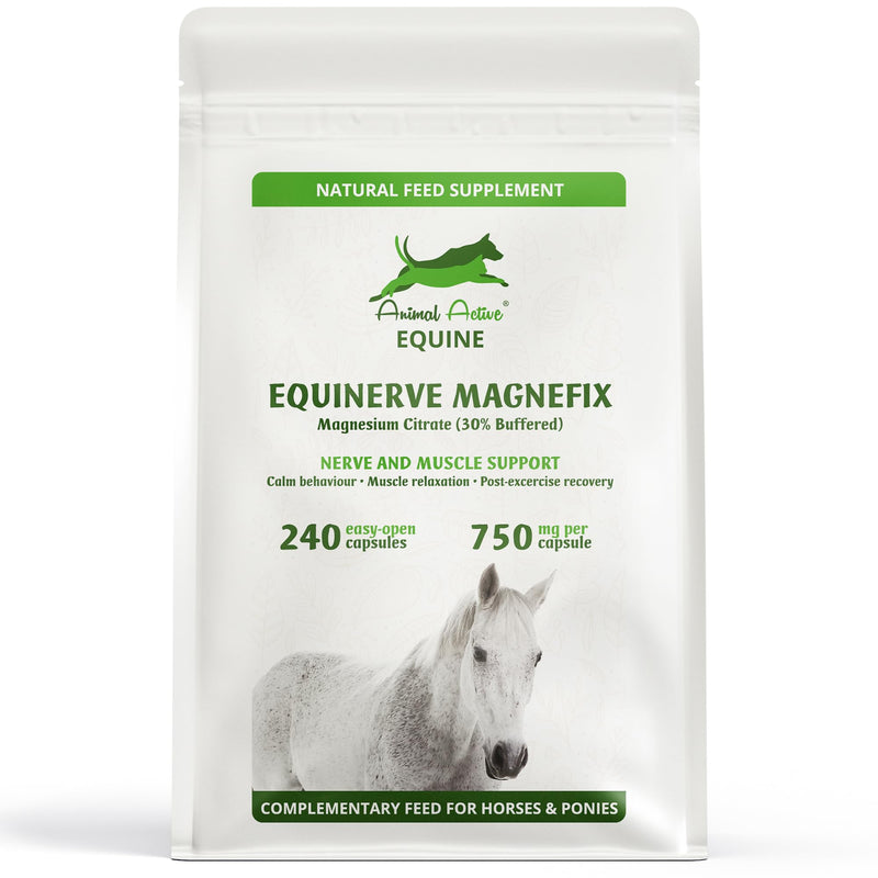 EquiNerve MagneFix for Horses | 240 Easy-Open Capsules - 4 Months Supply | Magnesium Citrate Horse Calmer, Mood, Muscle Tension & Comfort and Post-Excercise Recovery | Made in the UK