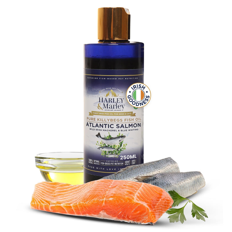 Harley & Marley Finest Atlantic Salmon Oil for Dogs & Cats - Pure Irish Fish Oil Supplement with Omega 3, 6 & 9 -Natural Ingredients for Healthy Skin, Coat, Joints & Heart Support - 250ml