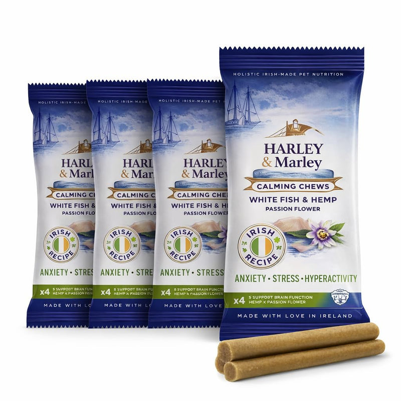 Harley & Marley Calming Duo Function Health Chews for Dogs - Natural Calming Dog Treats for Anxiety Relief, Healthy Teeth & Gums - Reduces Stress, Promotes Relaxation & Dental Care - 4pk (4/pk) Pack of 4