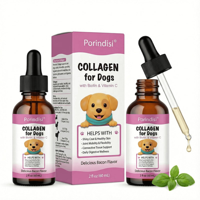 Liquid Collagen for Dogs - High Strength Marine Collagen Drops for Joint Support & Mobility - Advanced Dog Joint Supplements with Vitamins - Itchy Skin Relief & Glossy Coat Care - Easy to Absorb