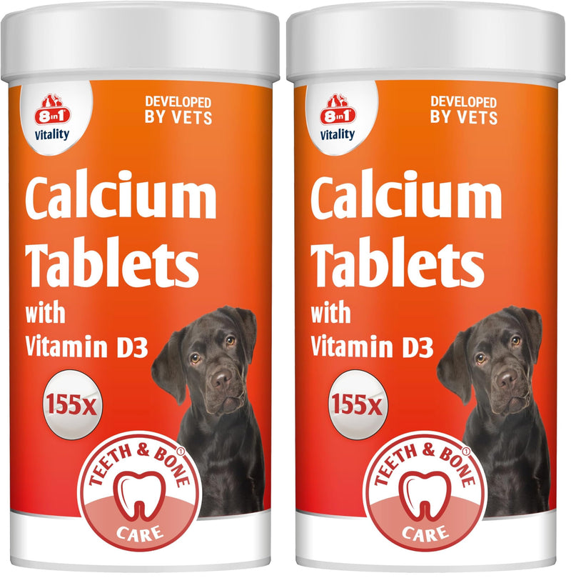 Calcium and Phosphorus Dog Nutritional Supplement - Teeth and Bone Care - 155 tablets - for strong bones and teeth, suitable for growing puppy (Pack of 2) Pack of 2