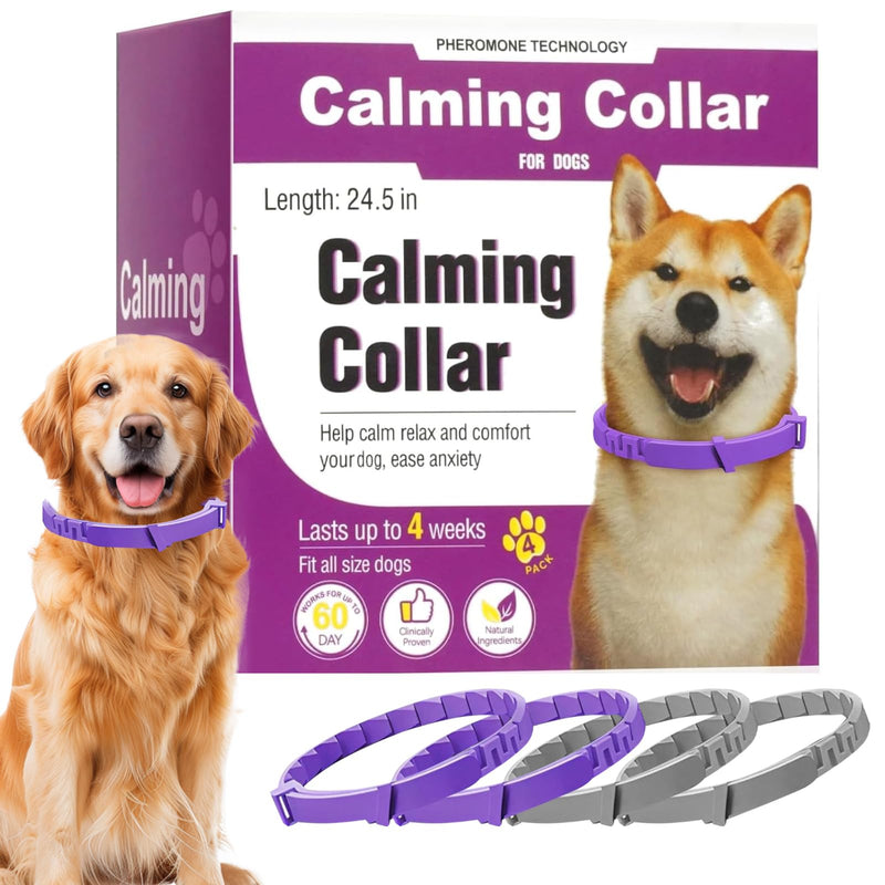 Calming Collar for Dogs, 4 Pack Anxiety Relief Collar Adjustable Waterproof Long-Lasting Soothing Dog Pheromone Calm Collars for All Small Medium Dog